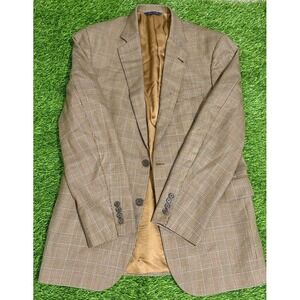 Brooks Brothers Brown Glen Plaid Wool 2 Button Sport Coat Men's 43L Made in Thai